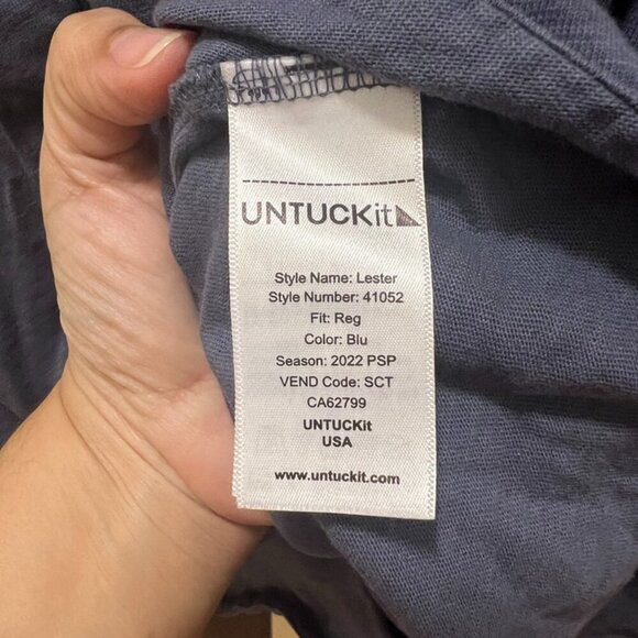 Untuckit Mens' Lester Knit Button down Shirt Blue size XXL - Picture 3 of 6